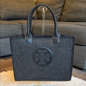 Tory Burch Gray and Black Tote Bag